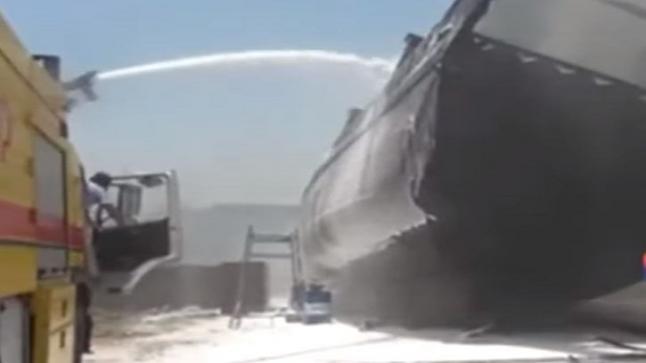 حريق في مناء بوشهر الايراني وأتهامات للكيان الصهيوني