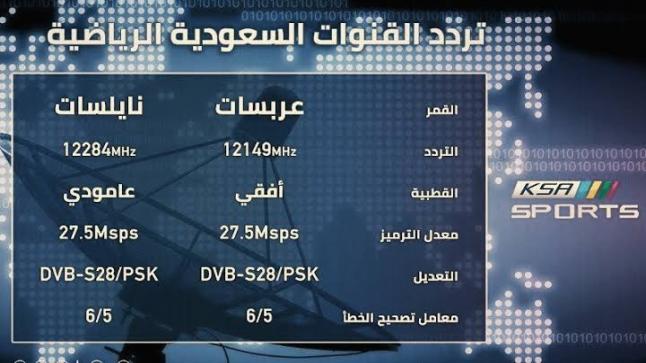 تردد قناة السعودية الرياضية KSA SPORTS 2020 على القمر الصناعي عرب سات