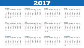 تقويم 2017 ميلادي جاهز للطباعة ، التقويم الميلادي 2017 النسخة الكاملة مع الإجازات